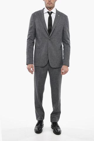 CC COLLECTION Pin Check Unlined Suit with Patch Pockets