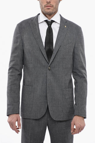 CC COLLECTION Pin Check Unlined Suit with Patch Pockets