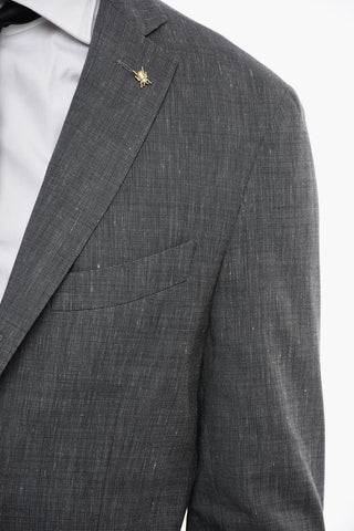 CC COLLECTION Pin Check Unlined Suit with Patch Pockets