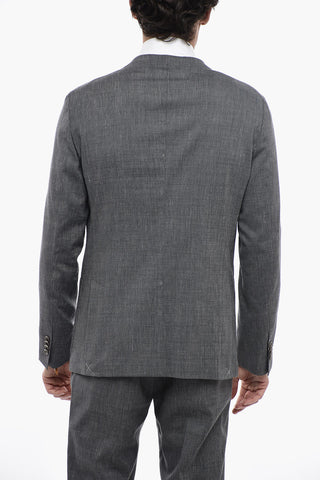 CC COLLECTION Pin Check Unlined Suit with Patch Pockets