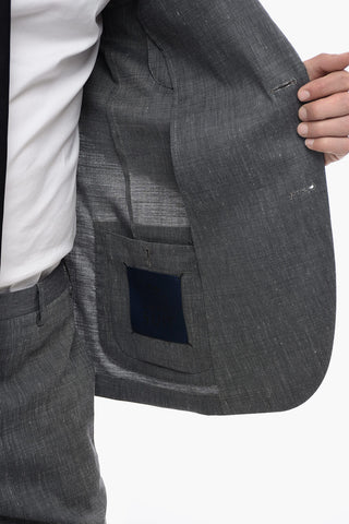 CC COLLECTION Pin Check Unlined Suit with Patch Pockets