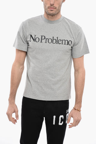 Solid Color NO PROBLEMO Crew-neck T-Shirt
