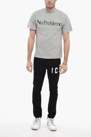 Solid Color NO PROBLEMO Crew-neck T-Shirt