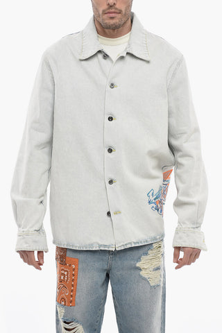 Giubbotto GRAFFITI  in Denim con Colletto alla Francese