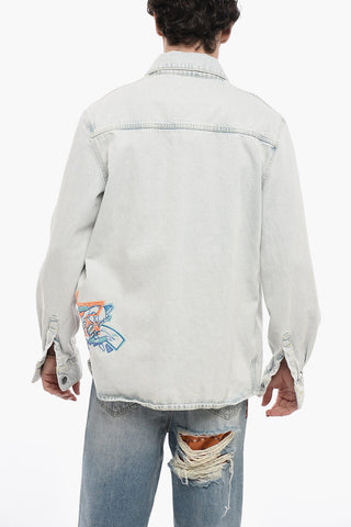 Giubbotto GRAFFITI  in Denim con Colletto alla Francese