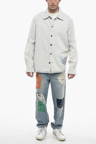 Giubbotto GRAFFITI  in Denim con Colletto alla Francese
