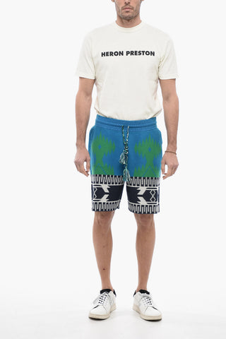 Piquet Cotton ICON Shorts with Geometric Motif