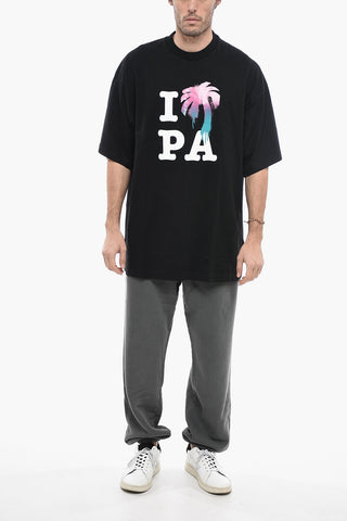 Maxi T-shirt Girocollo I LOVE PA Stampata in Cotone