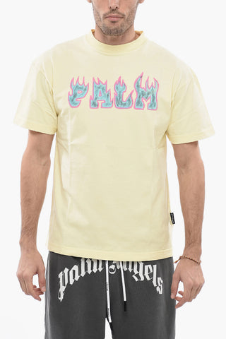 T-Shirt Girocollo con Stampa Logo Flames