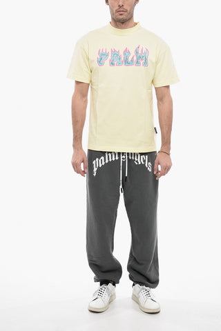 T-Shirt Girocollo con Stampa Logo Flames