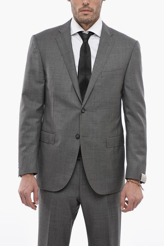 Virgin Wool ACADEMY Suit with Hopsack Pattern