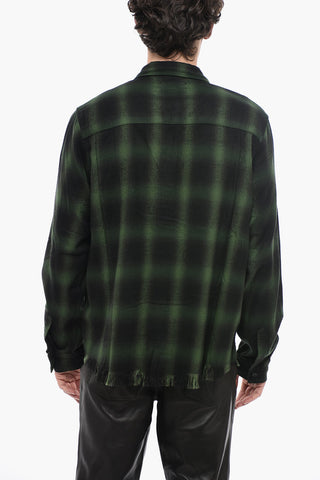 Tartan Check Shirt with Frayed-Hem