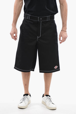 Shorts in Cotone con Cuciture a Vista