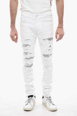 Light Wash THRASHER Jeans with Bandana Motif Patches 15cm