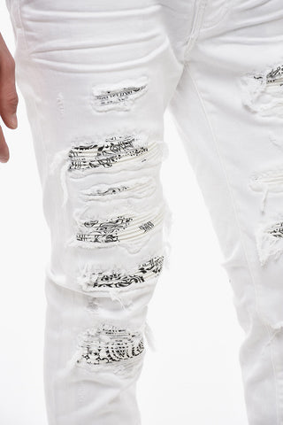 Light Wash THRASHER Jeans with Bandana Motif Patches 15cm