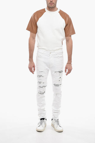Light Wash THRASHER Jeans with Bandana Motif Patches 15cm