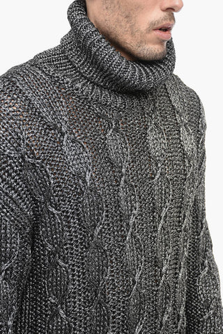 Turtleneck Aran Lurex Pullover