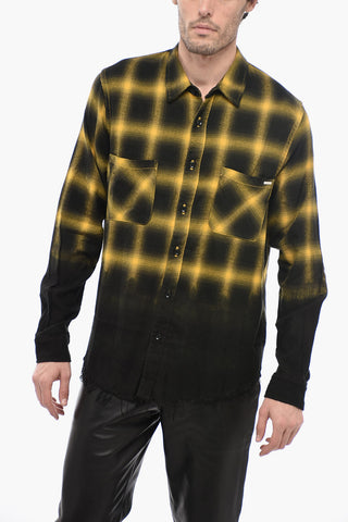 Tartan Check Shirt with Frayed-Hem