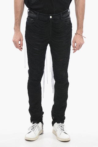 Jeans a Lavaggio Scuro con Frange All-Over 14cm