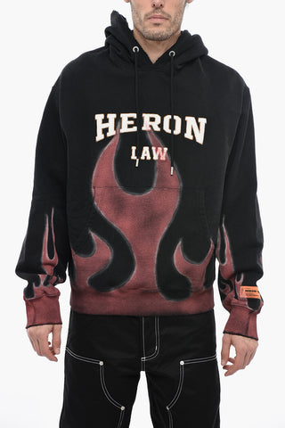 Printed LAW FLAMES Hoodie with Terry Patches