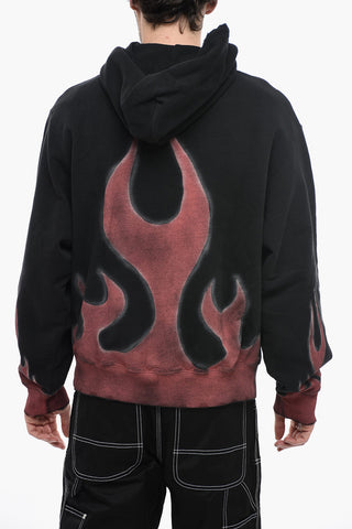 Printed LAW FLAMES Hoodie with Terry Patches