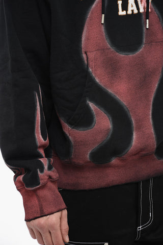 Printed LAW FLAMES Hoodie with Terry Patches