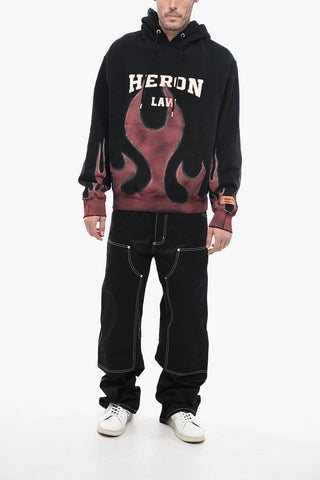 Printed LAW FLAMES Hoodie with Terry Patches
