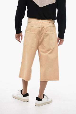 Shorts in Denim con Cintura Ricamata