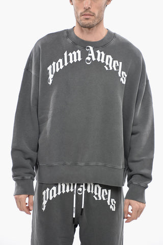 Baumwoll-Sweatshirt mit Rundhalsausschnitt und Lettering-Print
