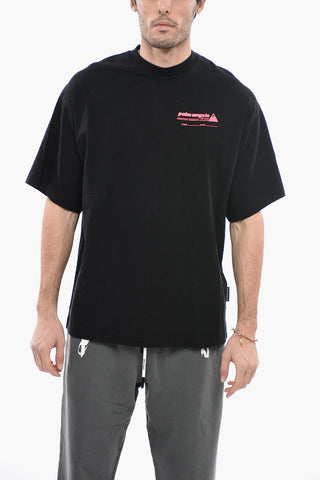 T-shirt Girocollo con Logo in Rilievo