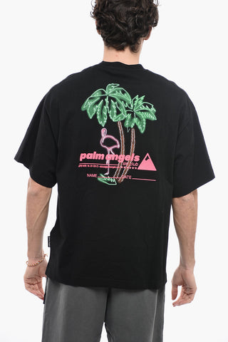 T-shirt Girocollo con Logo in Rilievo