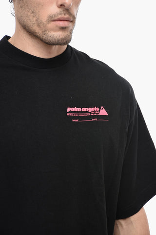 T-shirt Girocollo con Logo in Rilievo