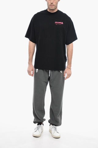 T-shirt Girocollo con Logo in Rilievo
