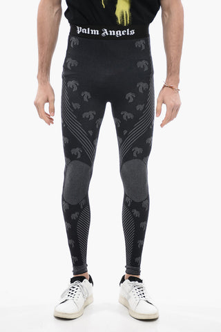 All-Over Embroidered Two-Tone Stretch Leggings 