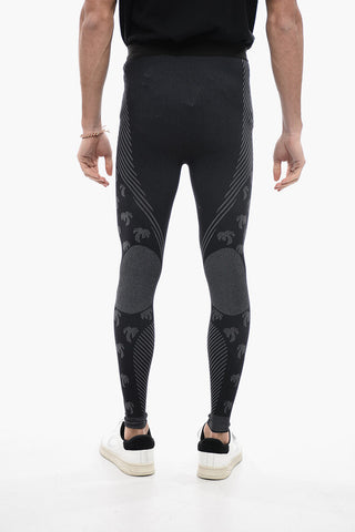 All-Over Embroidered Two-Tone Stretch Leggings 