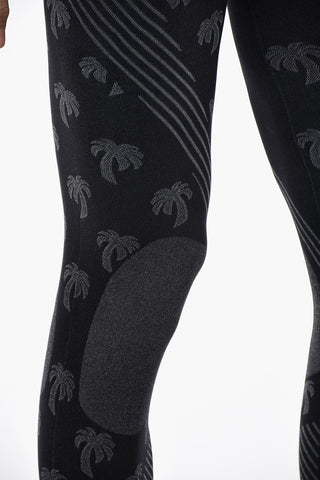 All-Over Embroidered Two-Tone Stretch Leggings 