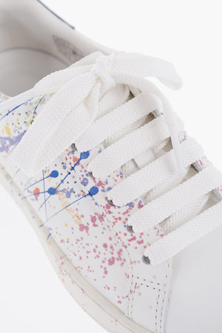 Sneakers Basse in Pelle con Schizzi di Vernice