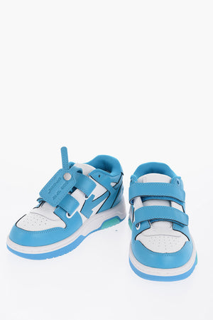 Low-Top Two-Tone Leather Sneakers With Velcro Closure