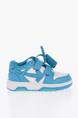 Low-Top Two-Tone Leather Sneakers With Velcro Closure