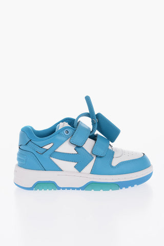 Low-Top Two-Tone Leather Sneakers With Velcro Closure