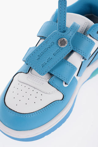 Low-Top Two-Tone Leather Sneakers With Velcro Closure