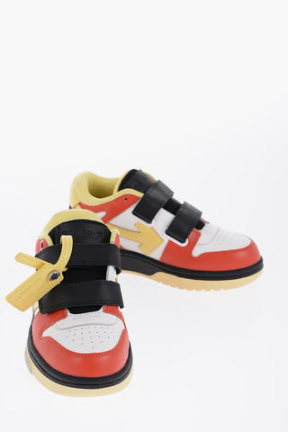 Low-Top Leather Sneakers with Touch Strap Closure