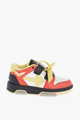 Low-Top Leather Sneakers with Touch Strap Closure