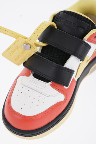 Low-Top Leather Sneakers with Touch Strap Closure
