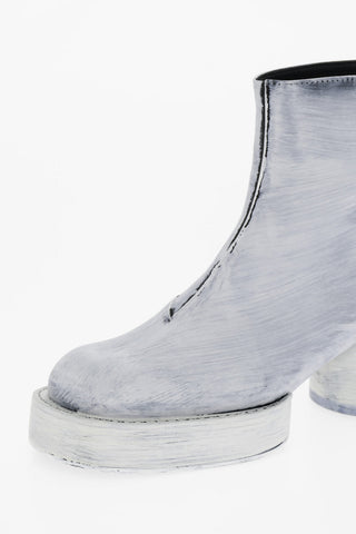 MM6 Bianchetto Effect Leather Ankle Boots with Zip Closure Heel 6.5cm