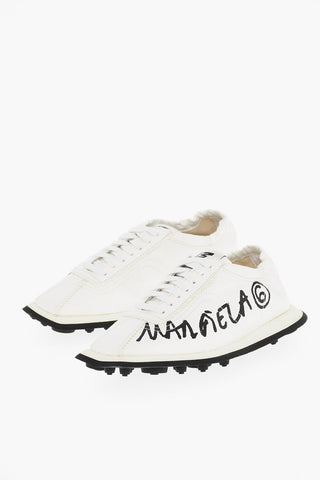 MM6 Crinkled Effect Square Toe Low Top Sneakers