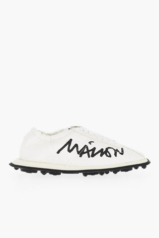 MM6 Crinkled Effect Square Toe Low Top Sneakers