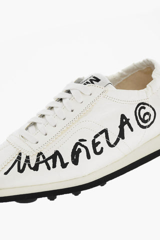 MM6 Crinkled Effect Square Toe Low Top Sneakers