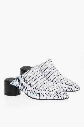 MM6 Printed Leather Sabot with Heel 6cm