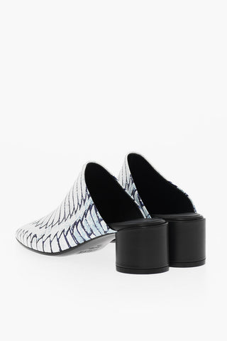 MM6 Printed Leather Sabot with Heel 6cm